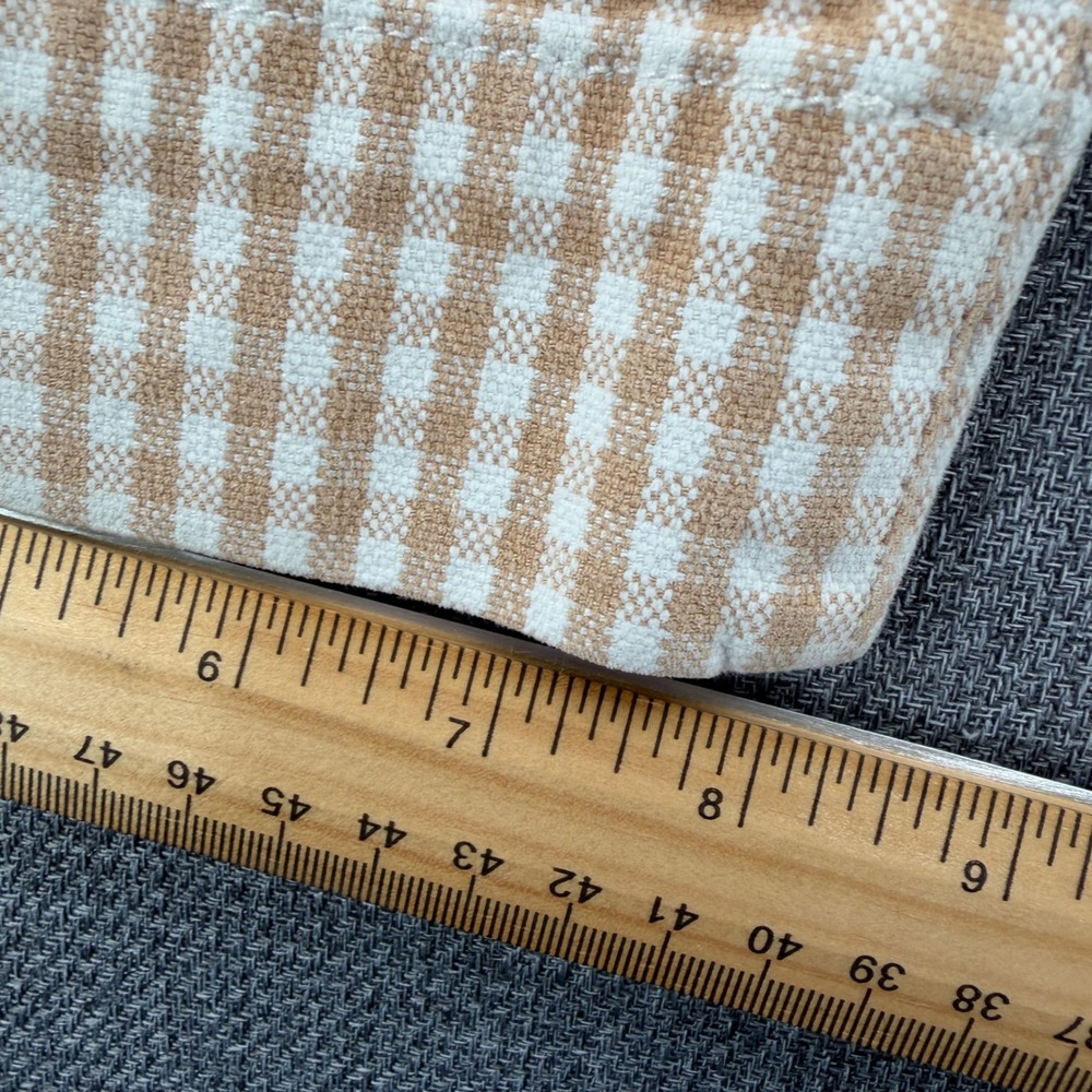 Madewell Slim Emmett Wide-Leg Crop Pants 26 Tan White Gingham Check Cottagecore - Picture 9 of 11